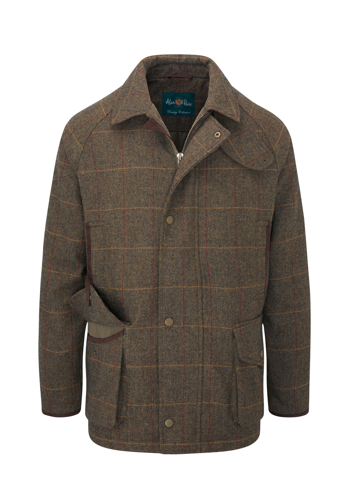Alan Paine Combrook Waterproof Tweed Coat in Teak