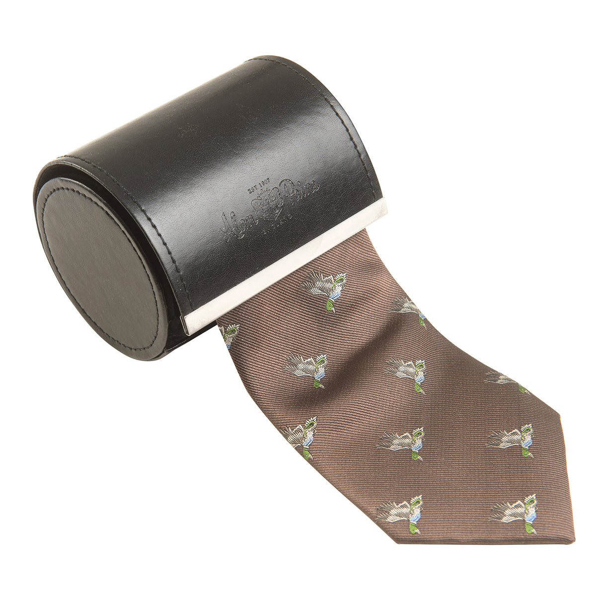 Alan Paine Ripon Flying Ducks Country Silk Tie in Brown