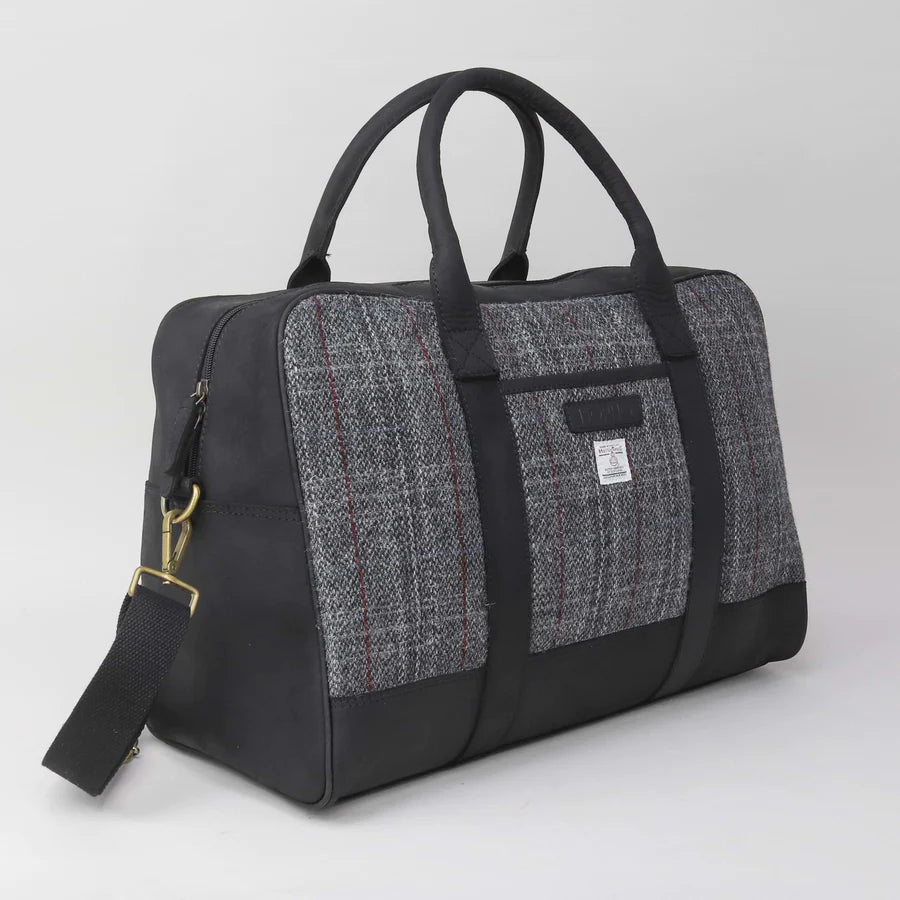 Harris Tweed Dark Grey Check Travel Bag