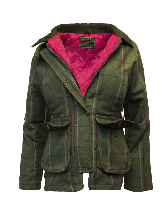 Walker & Hawkes Hazelwood Pink Overcheck Ladies Tweed Shooting Jacket