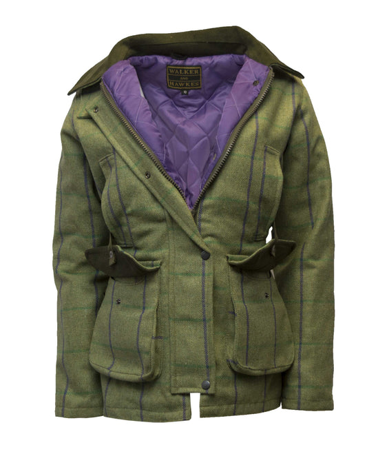 Walker & Hawkes Hazelwood Purple Overcheck Ladies Tweed Shooting Jacket