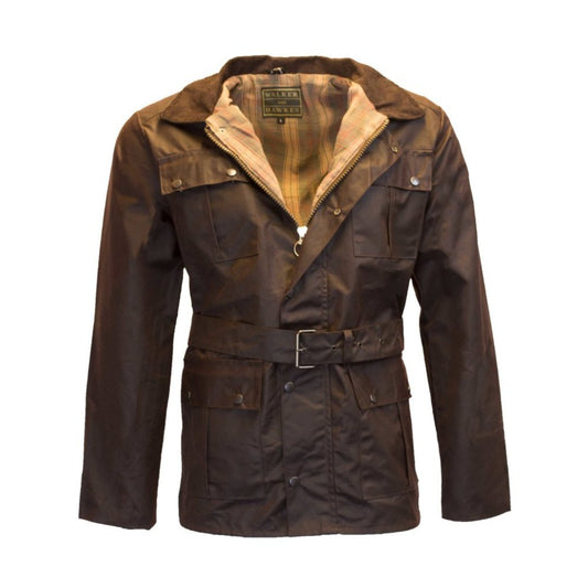 Walker & Hawkes Men's Brown Wax Grafton Biker Jacket