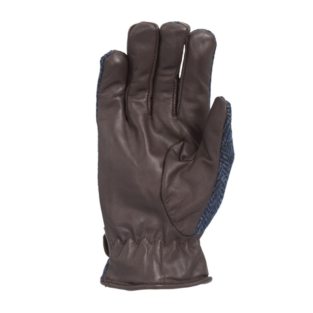 Harris Tweed Gloves in Blue Herringbone Tweed