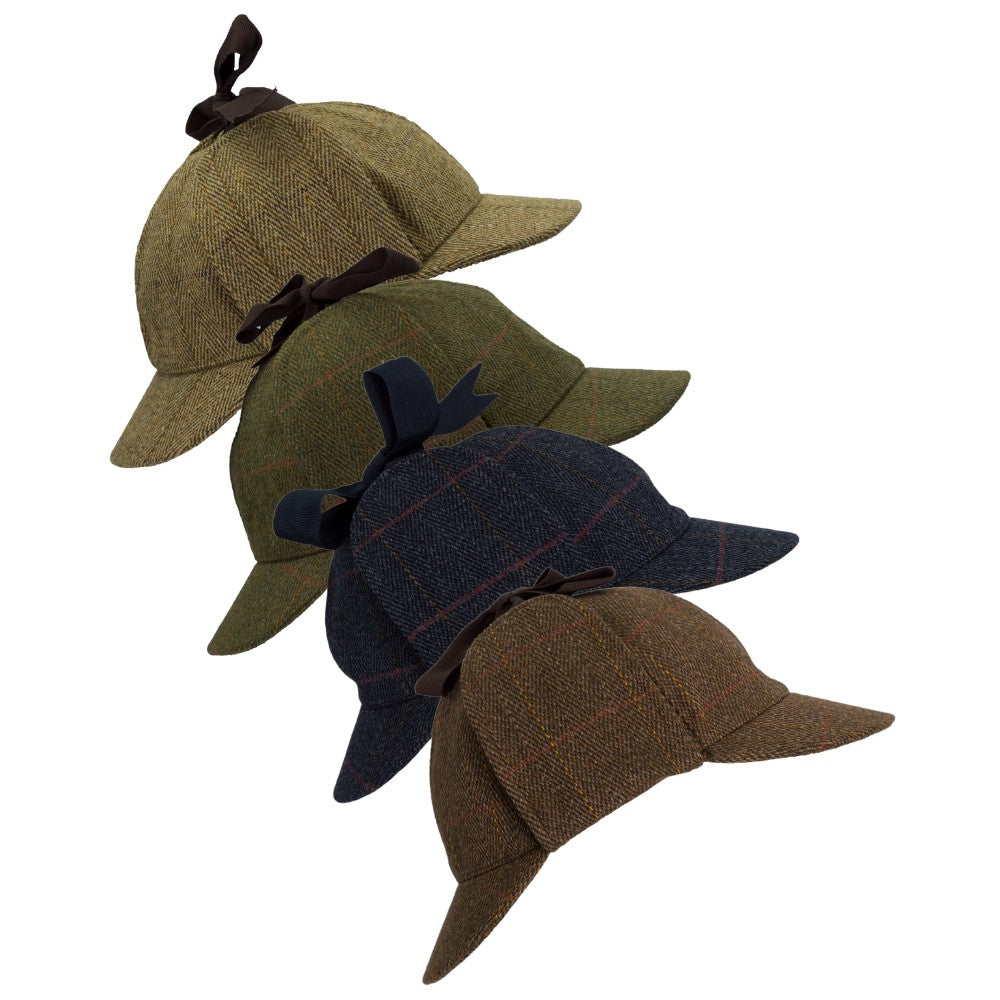 Walker & Hawkes Derby Tweed Woodstock Deerstalker Hat in Light Sage