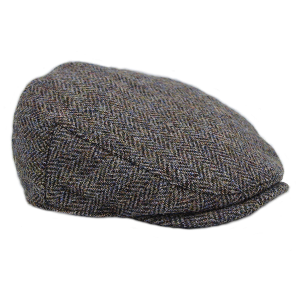 Harris Tweed Slate Herringbone Flat Cap