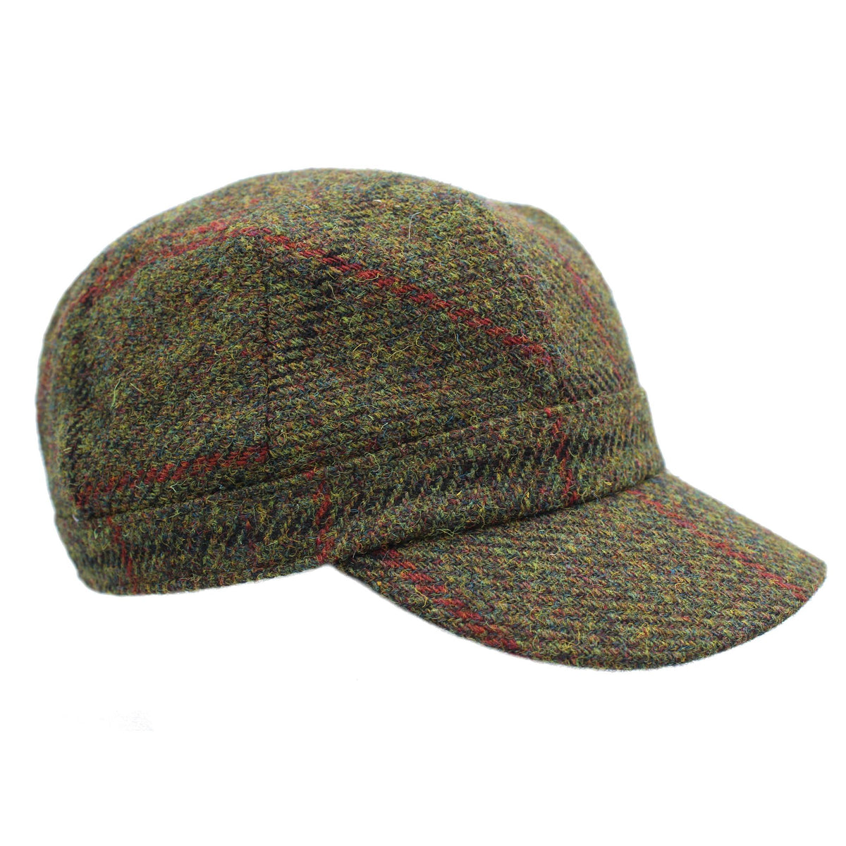 Harris Tweed Ladies Green Check Cadet Cap
