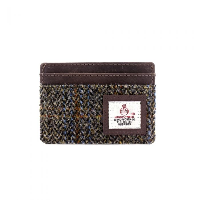 Harris Tweed Card Holder in Brown Check Tweed
