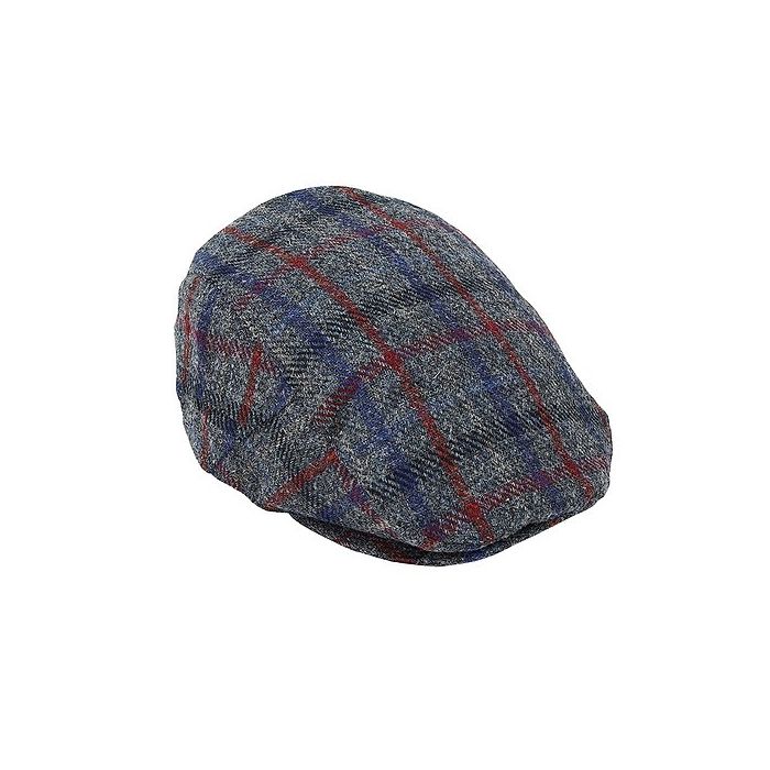 Harris Tweed Grey Check Flat Cap