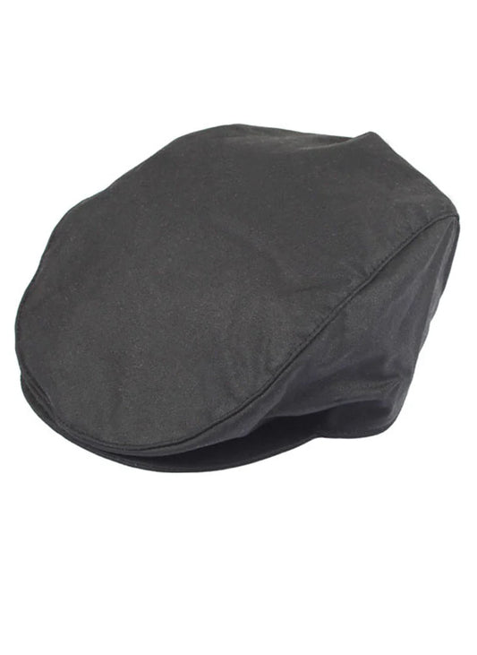 Dents Stourhead Wax Flat Cap in Black