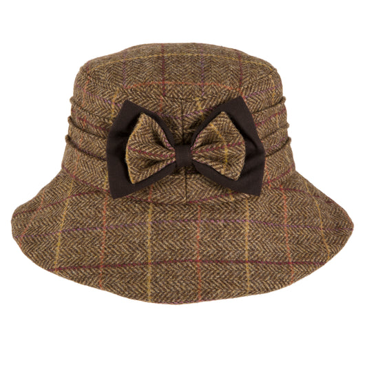 Dents Ladies Abraham Moon Brown Check Tweed Bucket Hat