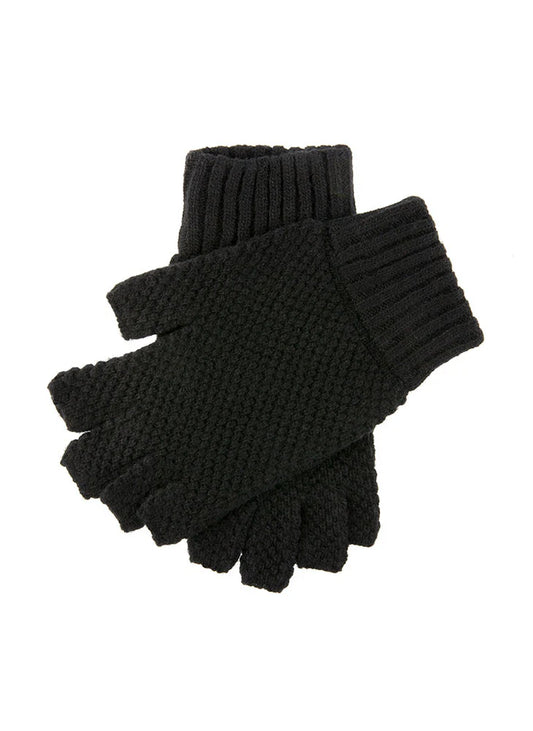 Dents Lanber Men's Black Knitted Fingerless Shooting Gloves