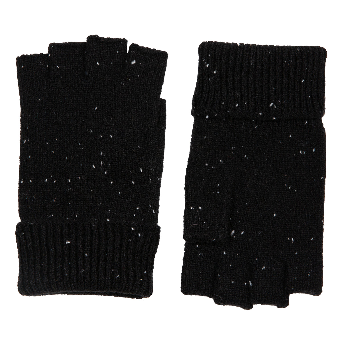 Dents Lymington Men's Black Knitted Fingerless Gloves