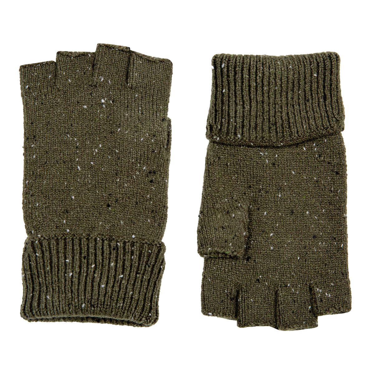 Dents Lymington Men's Olive Knitted Fingerless Gloves