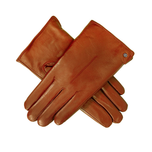 Dents Ladies Leather Touchscreen Faux Fur-lined Gloves in Brown