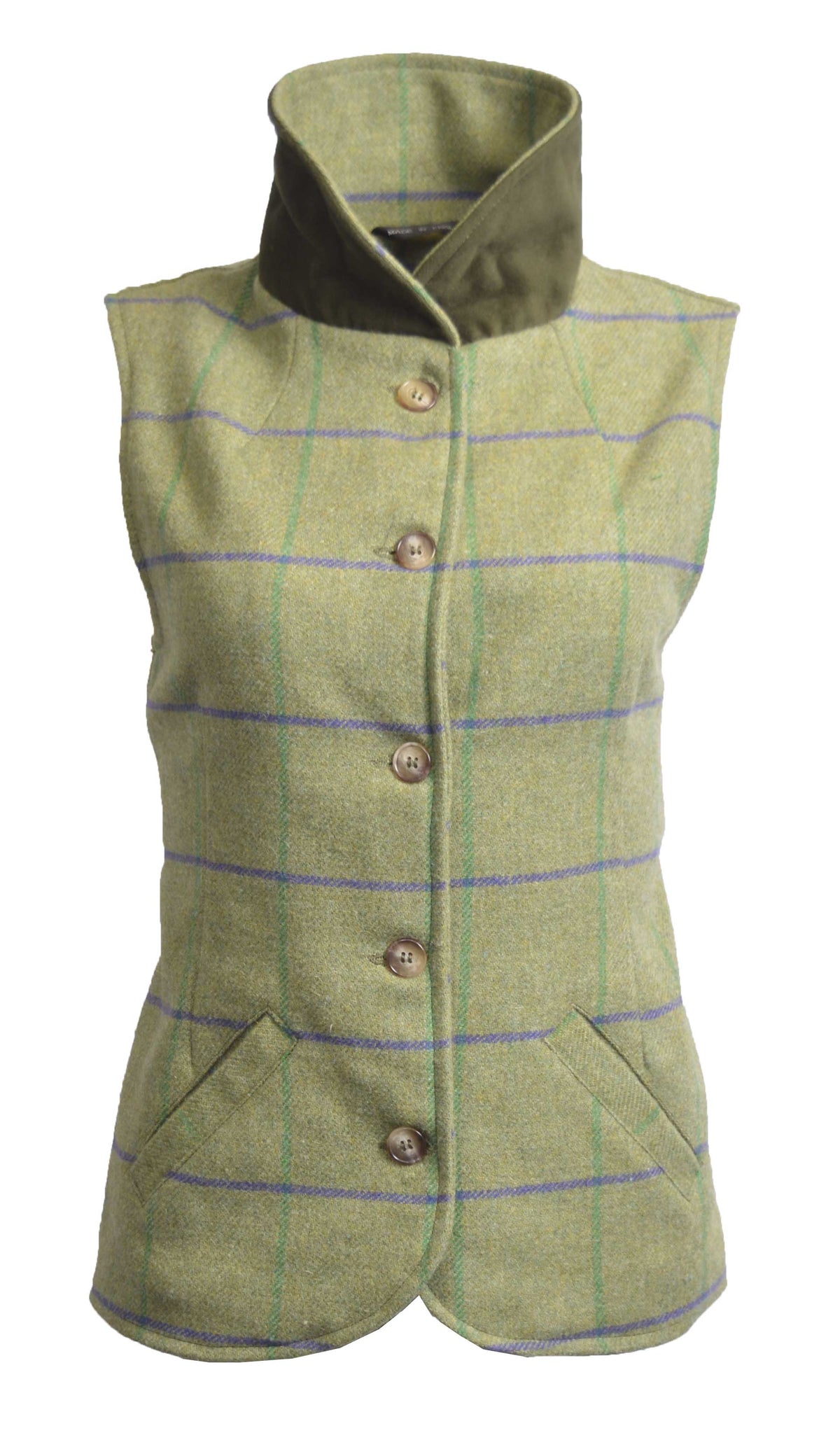 Walker & Hawkes Ladies Purple Overcheck Tweed Ashby Waistcoat
