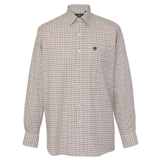 Alan Paine Red Tattersall Check 100% Cotton Shirt in Shooting Fit