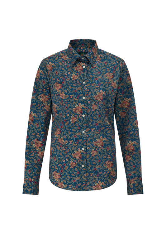 Alan Paine Ladies Lawen Blue Floral Print Shirt