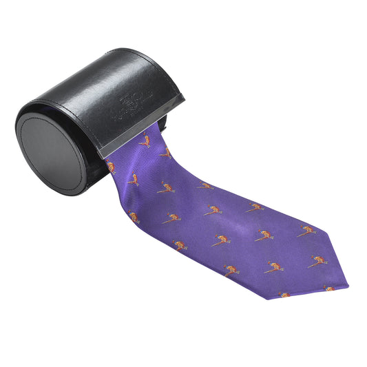 Alan Paine Ripon Standing Pheasant Country Silk Tie in Purple
