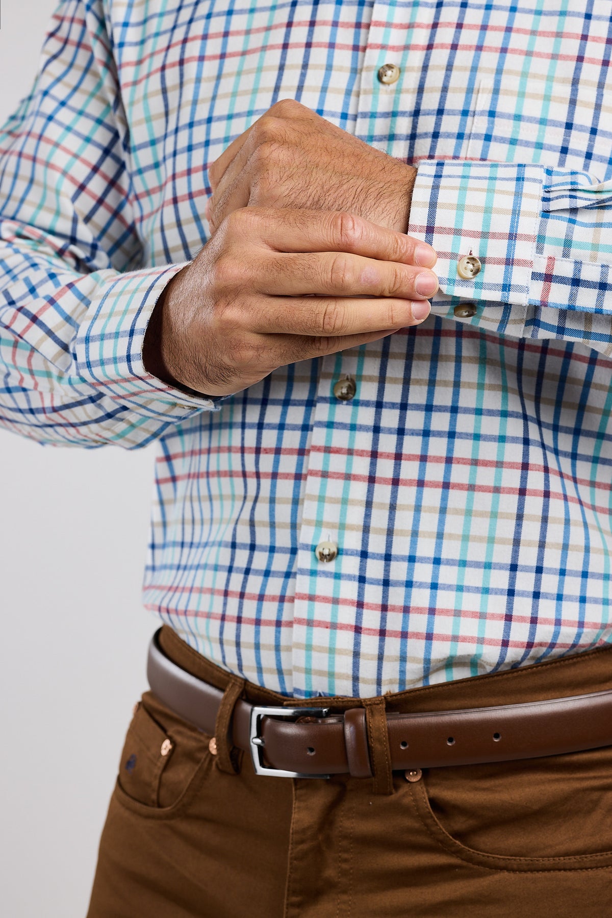 Multi-Colour Plaid Check 100% Cotton Shirt