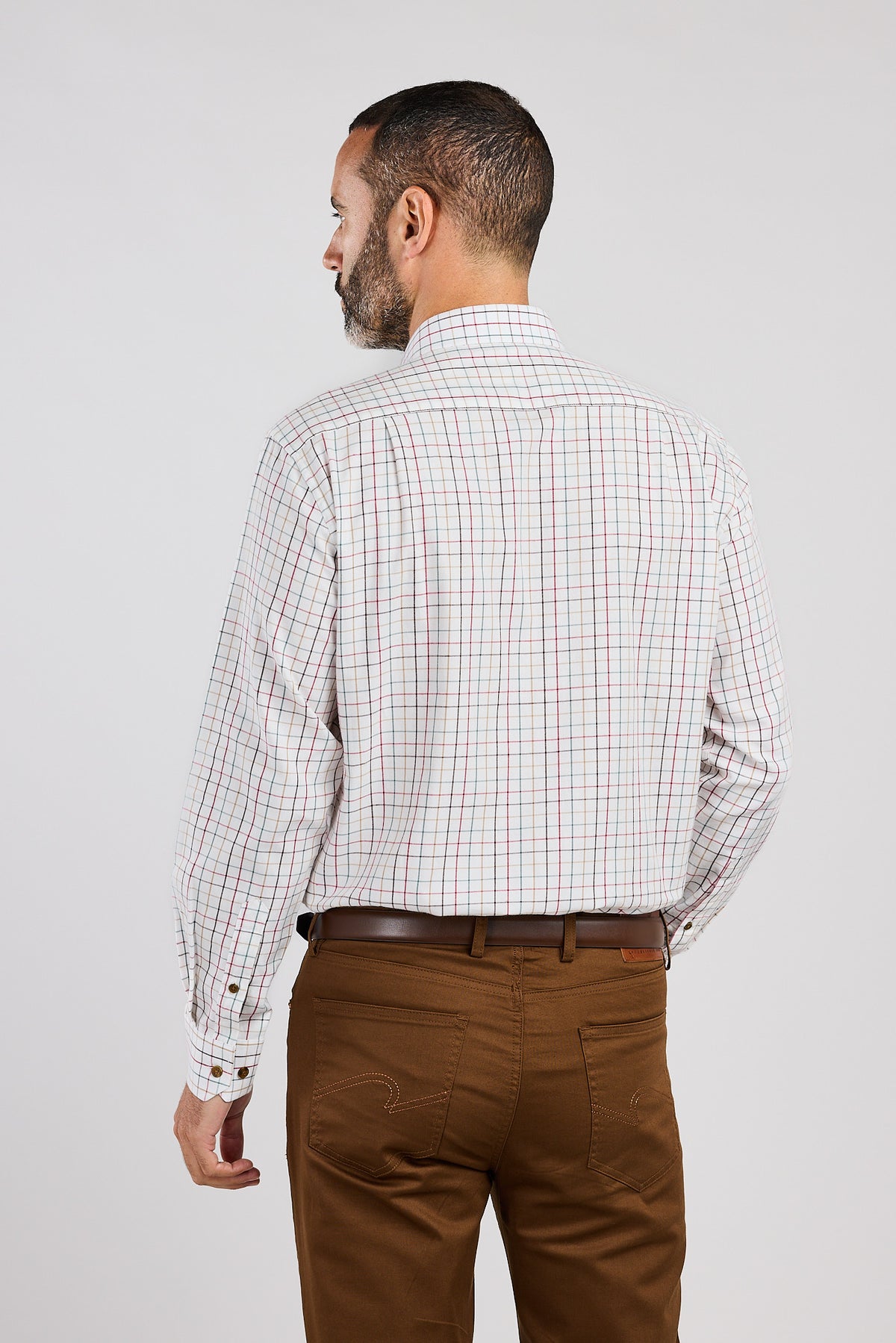 Wine & Tan Plaid Check 100% Cotton Shirt