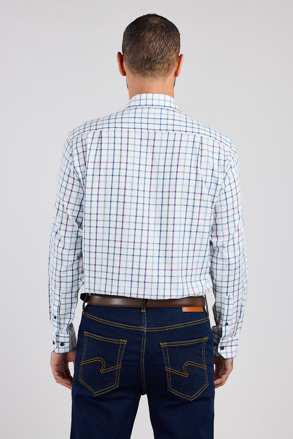Plum & Blue Plaid Check 100% Cotton Shirt
