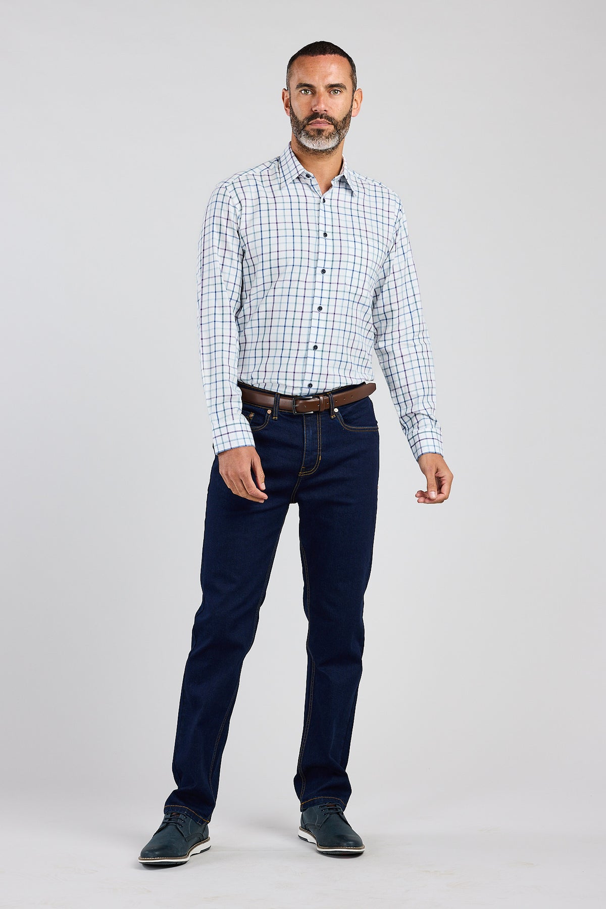 Plum & Blue Plaid Check 100% Cotton Shirt