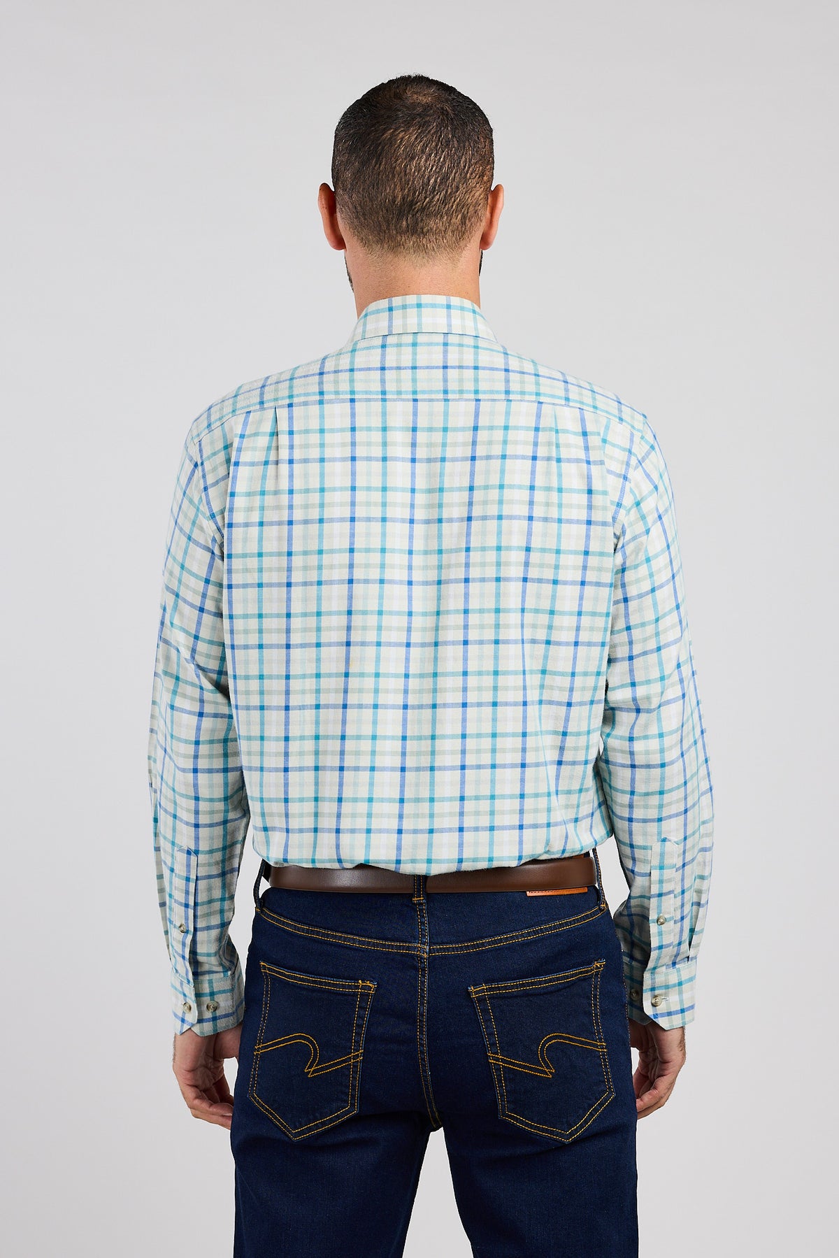 Blue Mist Plaid Check 100% Cotton Shirt