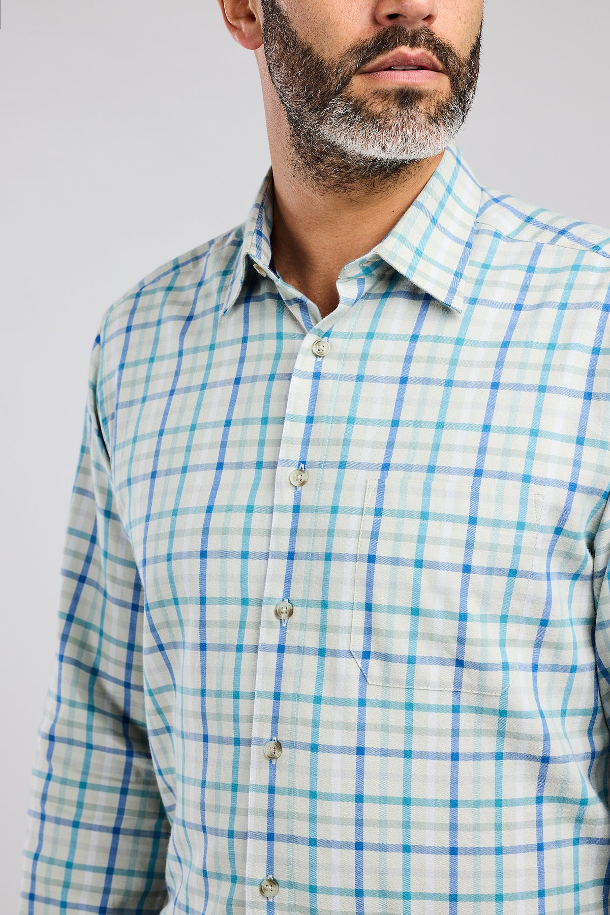 Blue Mist Plaid Check 100% Cotton Shirt
