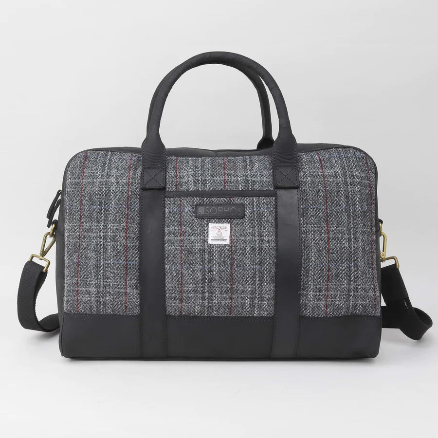 Harris Tweed Dark Grey Check Travel Bag