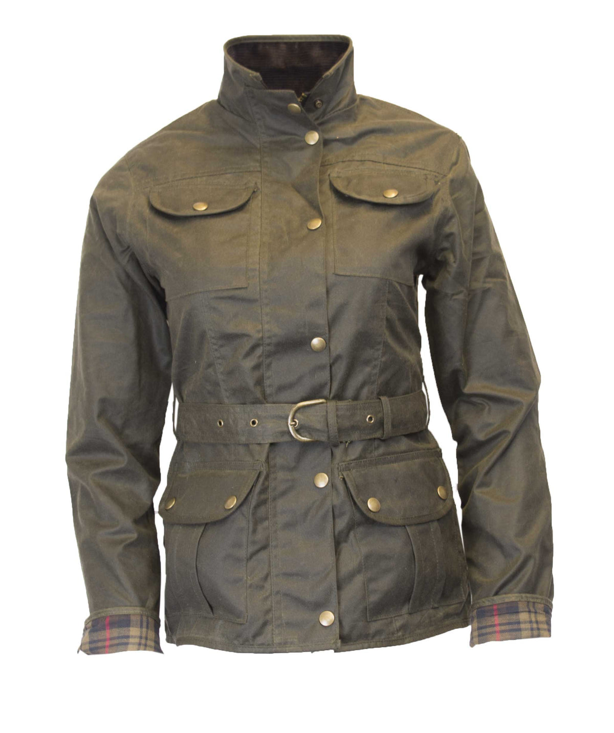 Walker & Hawkes Ladies Florence Olive Wax Biker jacket