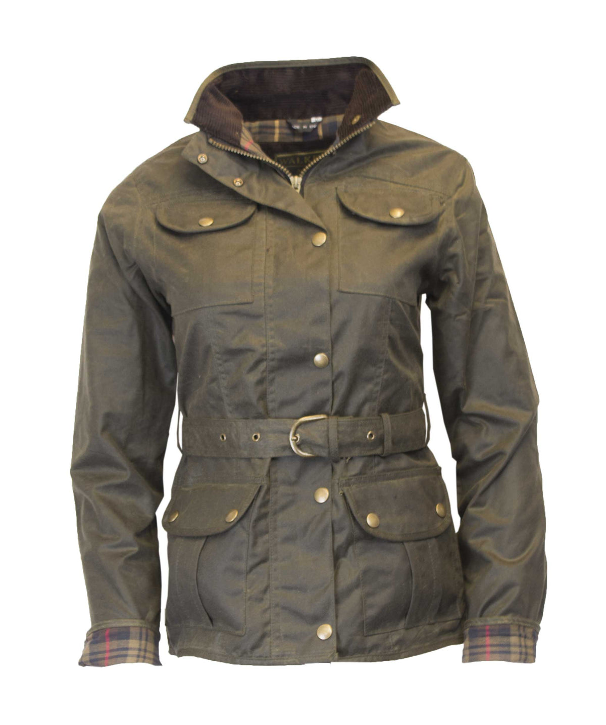 Walker & Hawkes Ladies Florence Olive Wax Biker jacket