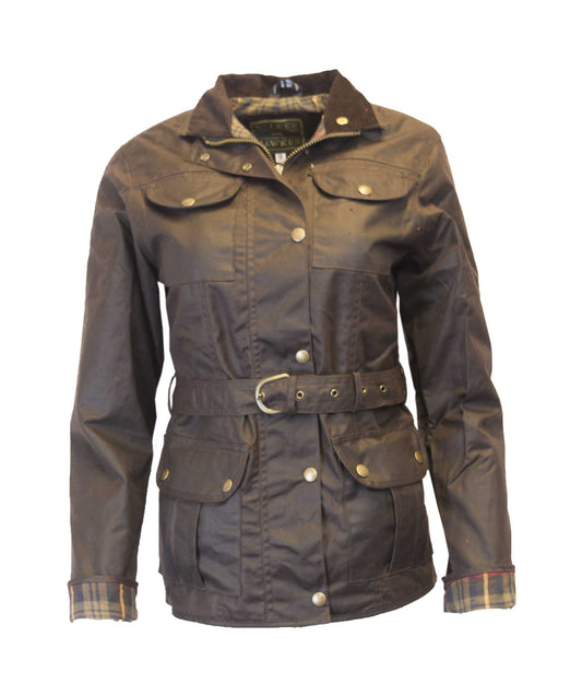 Walker & Hawkes Ladies Florence Brown Wax Biker jacket