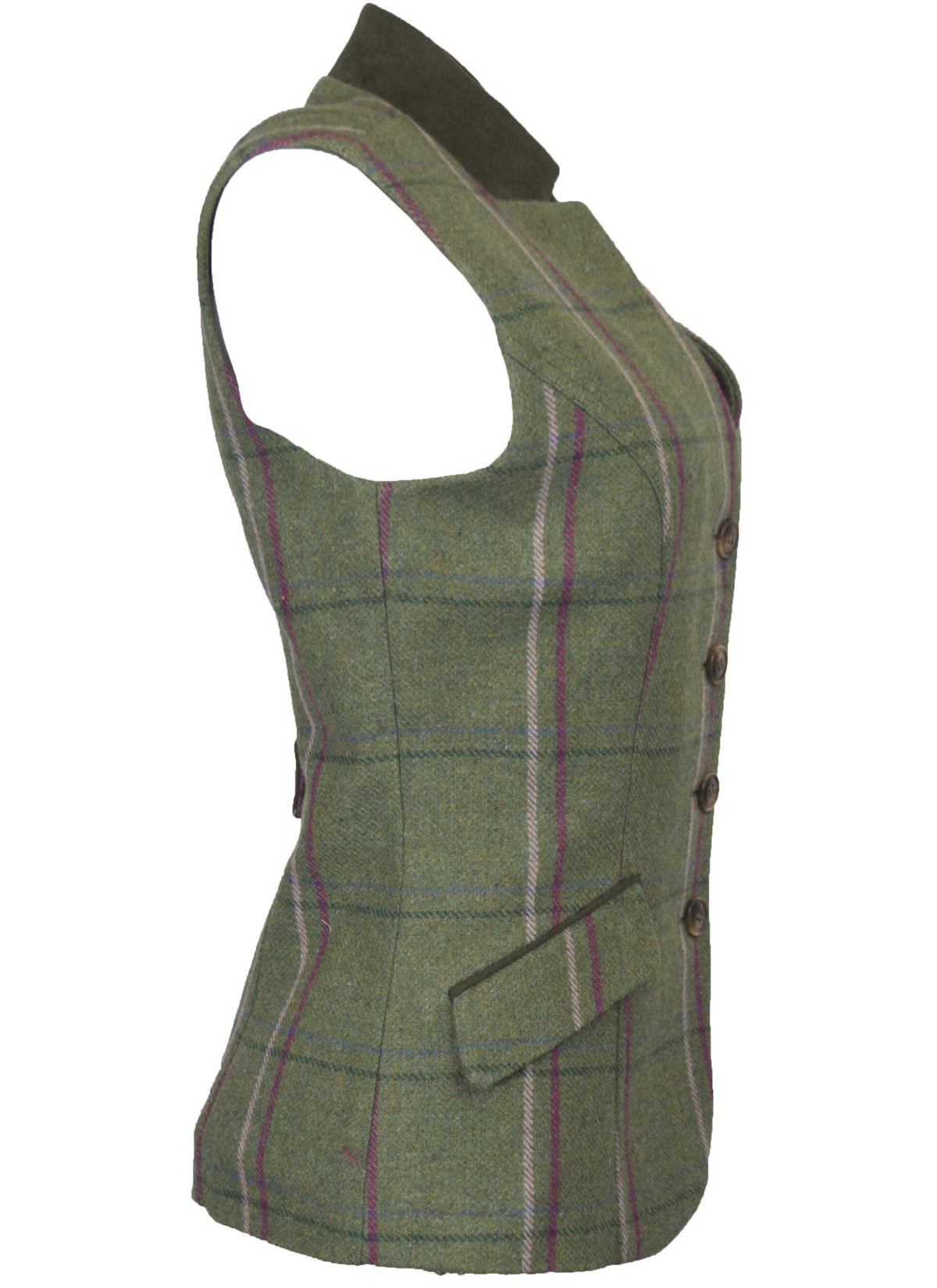 Walker & Hawkes Margate Pink Overcheck Ladies Shooting Tweed Waistcoat