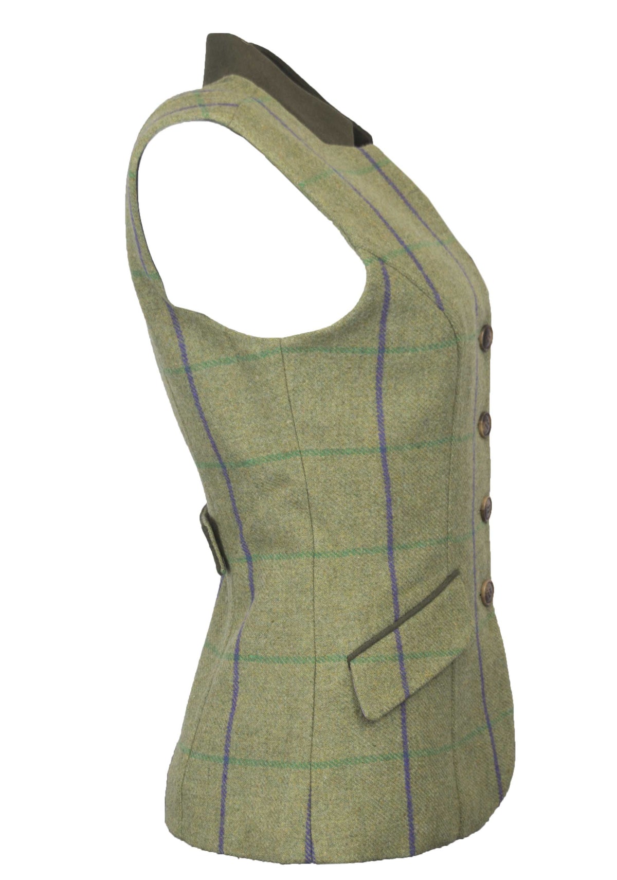 Walker & Hawkes Margate Purple Overcheck Ladies Shooting Tweed Waistcoat