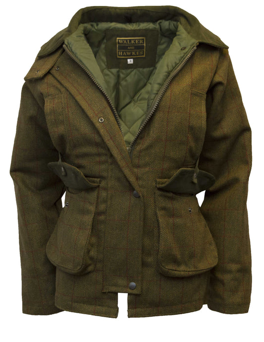 Walker & Hawkes Hazelwood Red Overcheck Ladies Tweed Shooting Jacket