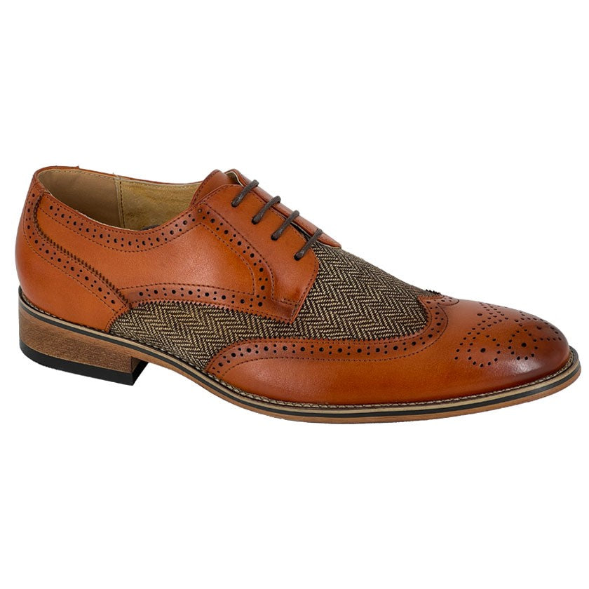 Tweed Outdoor Brown Herringbone Tweed Brogue Shoe