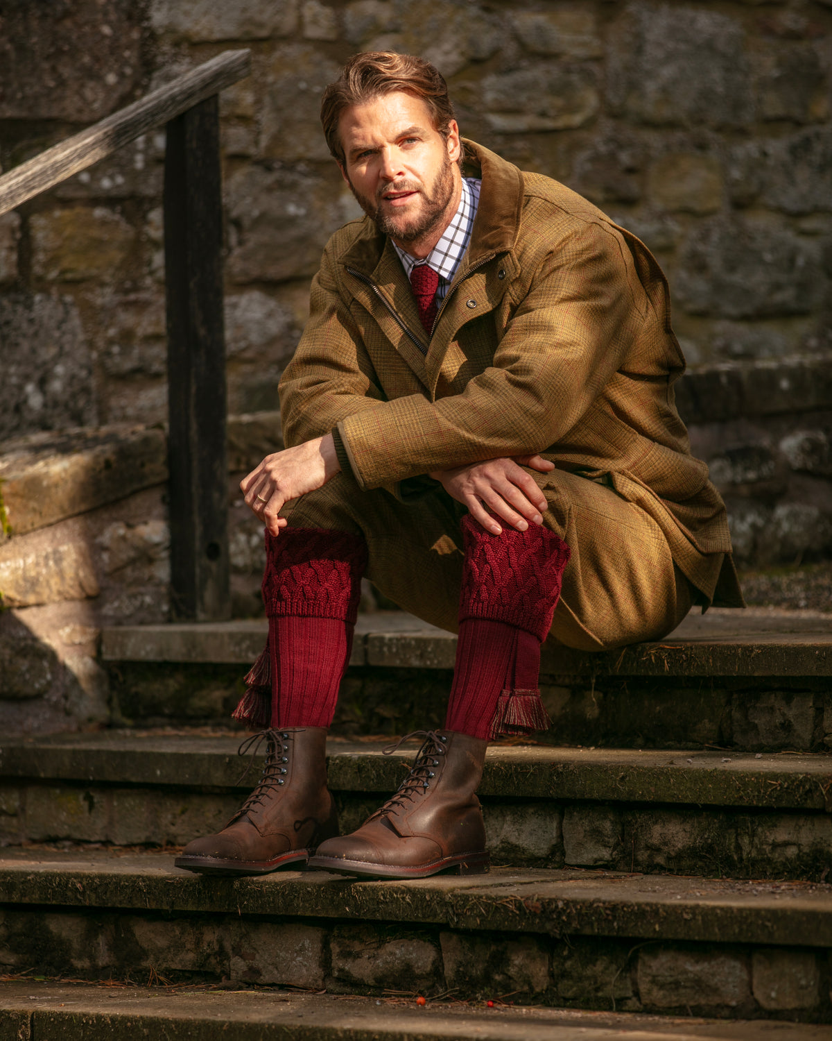 House of Cheviot Burgundy Rannoch Country Socks