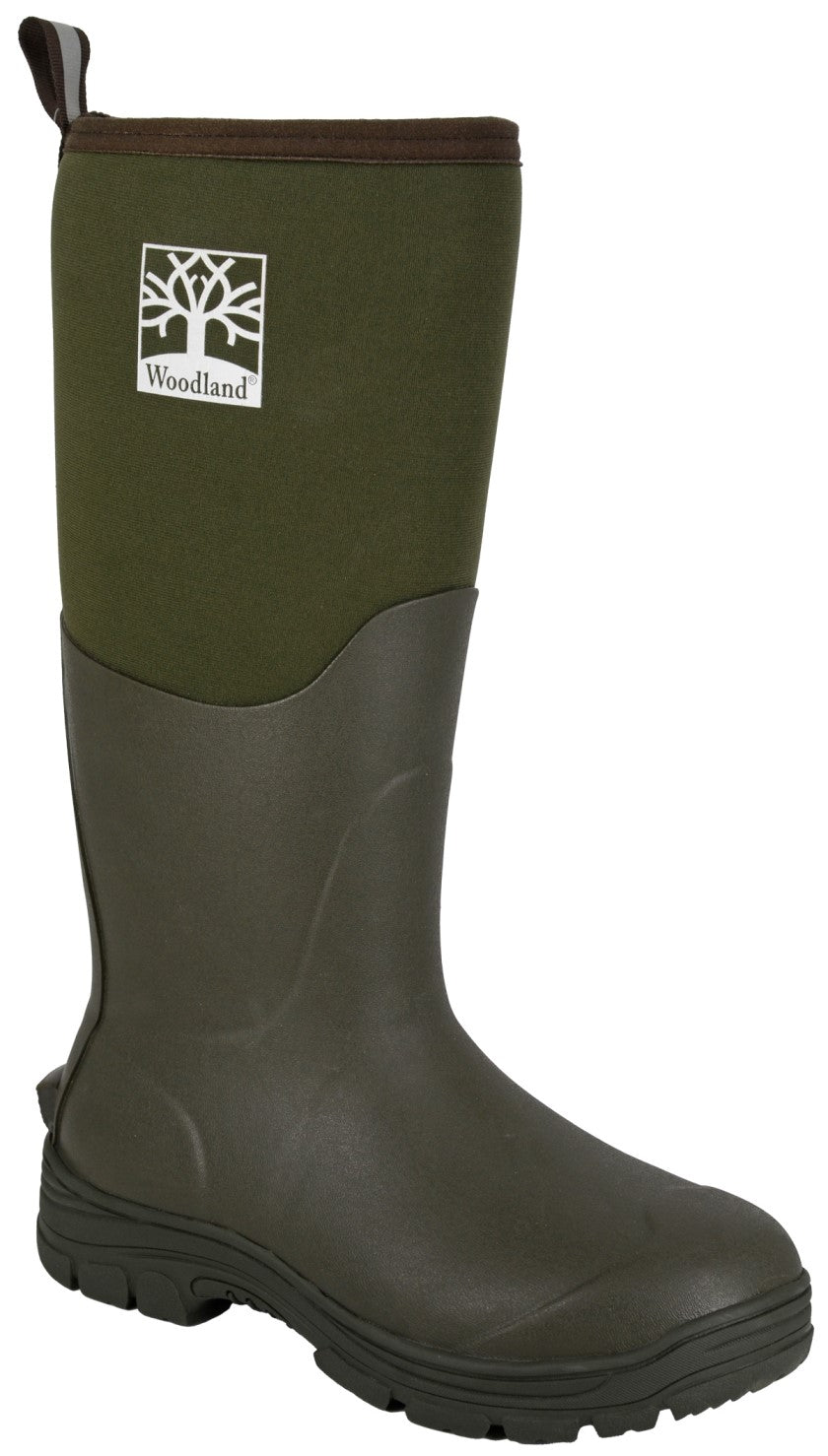 Woodland Olive Neoprene and Rubber Wellington Boots