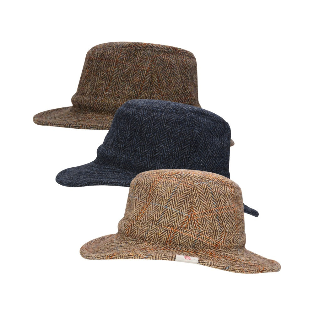 Walker & Hawkes Harris Tweed Berkeley Fedora Hat in White Sand