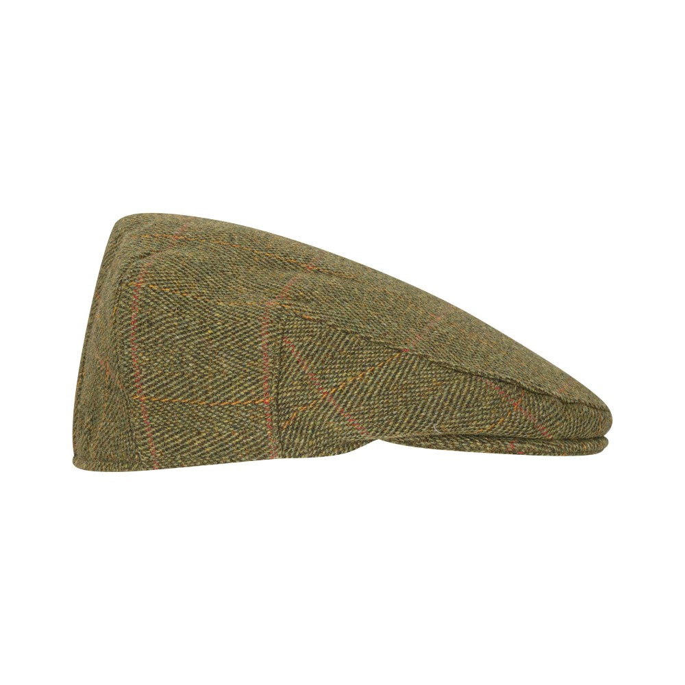 Walker & Hawkes Derby Tweed Waterproof Dainton Flat Cap in Dark Sage