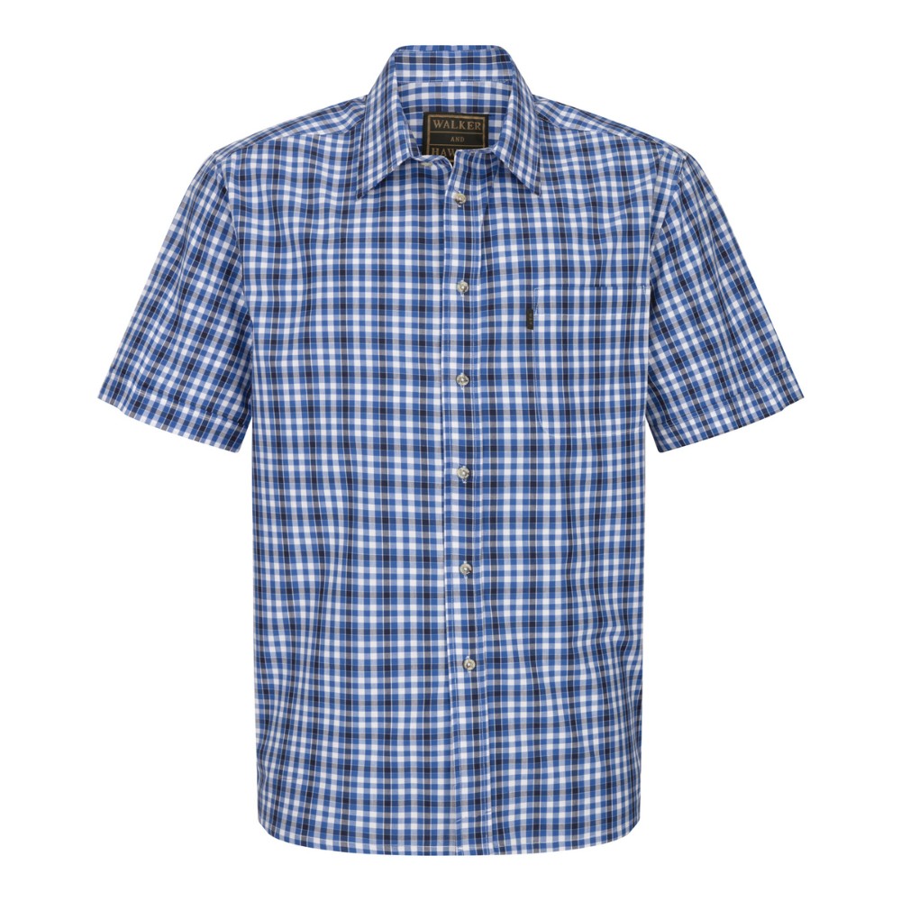 Walker & Hawkes 100% Cotton Navy Canterbury Short Sleeve Shirt