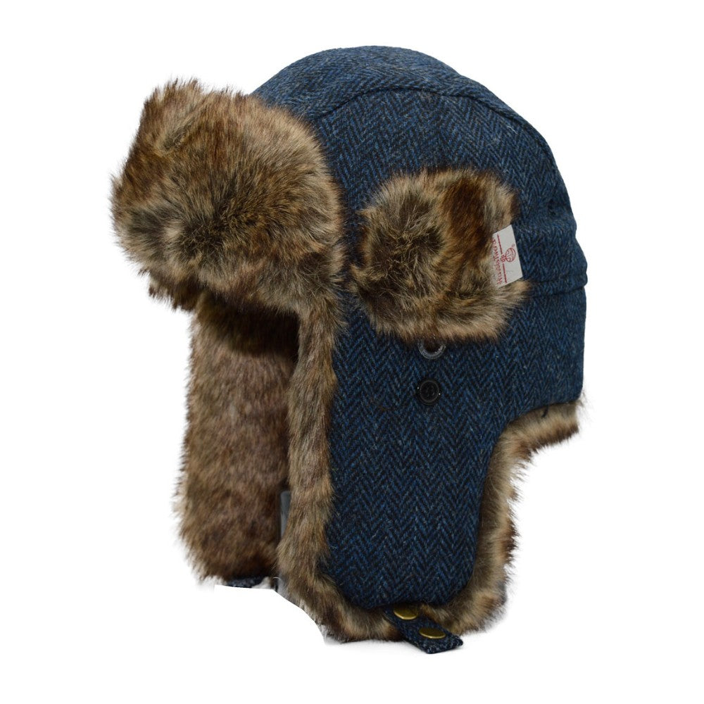 Walker & Hawkes Harris Tweed Charles Trapper Hat In Blue