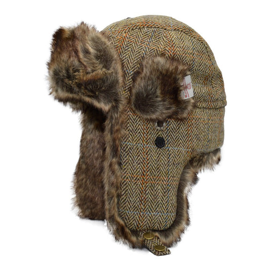 Walker & Hawkes Harris Tweed Charles Trapper Hat In Oatmeal