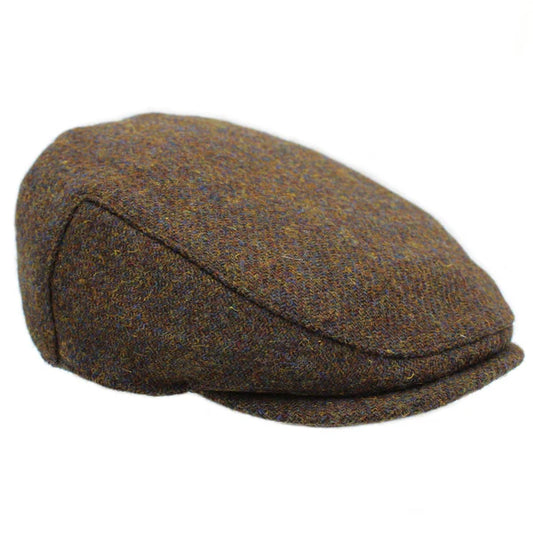Harris Tweed Brown Barleycorn Flat Cap