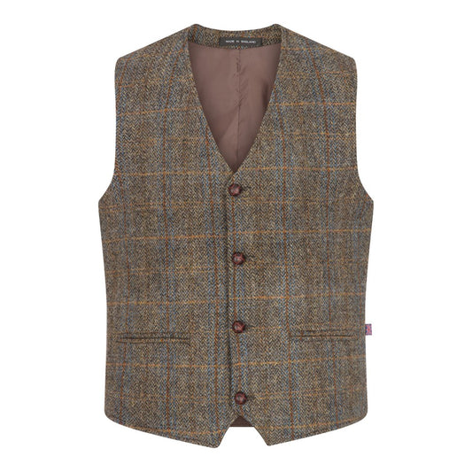 Harris Tweed Brown Check Tweed Waistcoat