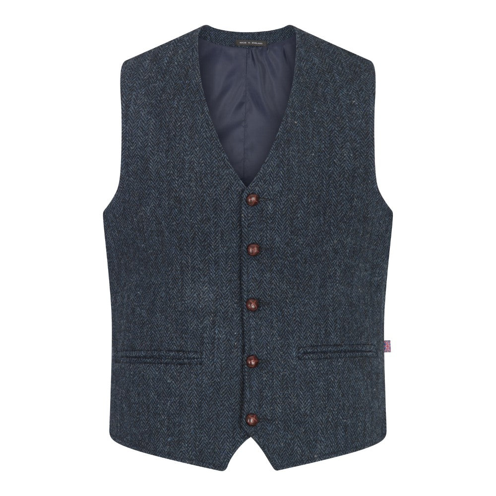 Harris Tweed Blue Tweed Waistcoat