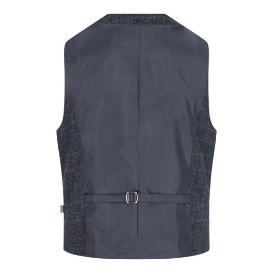 Harris Tweed Dark Blue Check Tweed Waistcoat