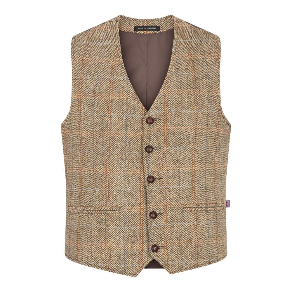 Harris Tweed Oatmeal Windowpane Tweed Waistcoat