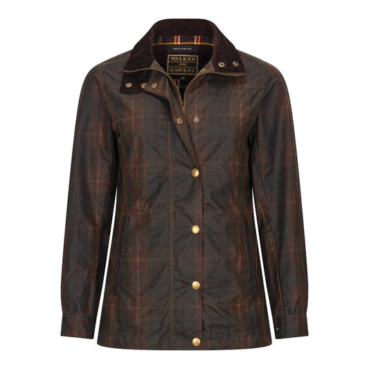 Walker & Hawkes Ladies Delamere Hunter Tartan Wax Jacket