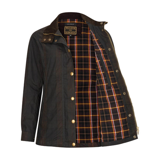 Walker & Hawkes Ladies  Delamere Iona Tartan Wax Jacket
